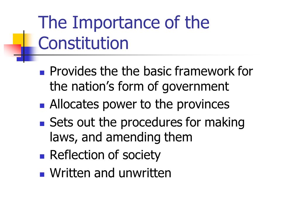 The role of the constitution relevance of constitution