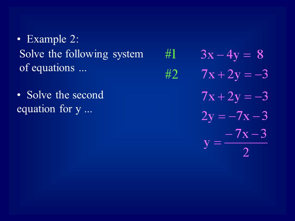 Example 2: Solve the following system of equations... Solve the second equation for y...