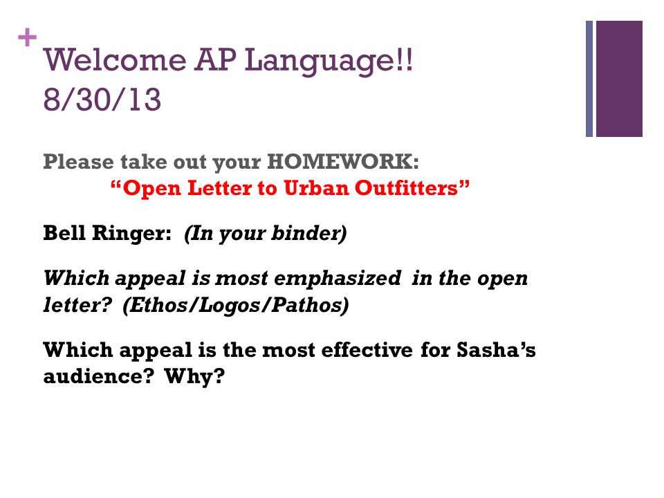+ Welcome AP Language!.