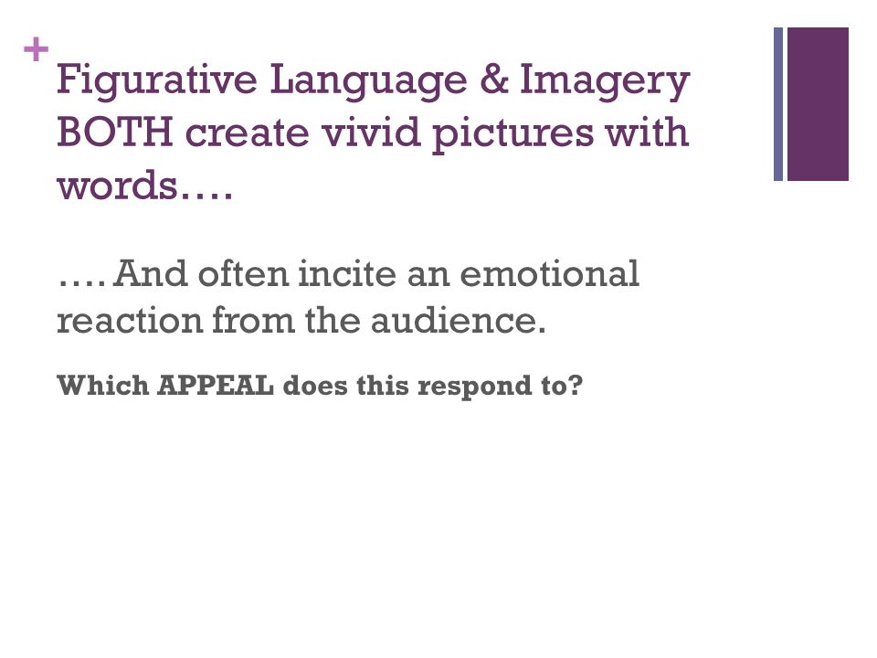 + Figurative Language & Imagery BOTH create vivid pictures with words….