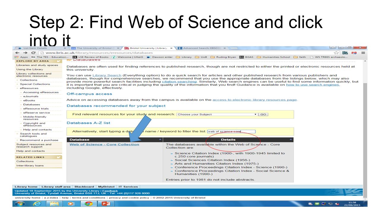 Step 2: Find Web of Science and click into it