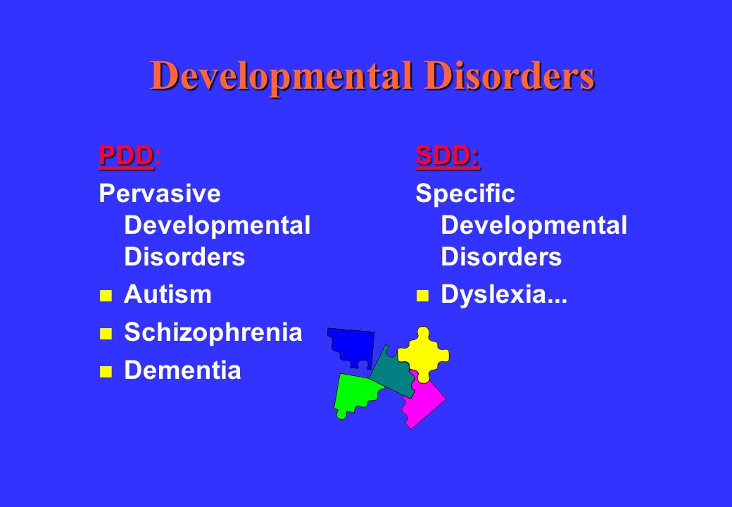 5 Groups of Disorders n Developmental n Emotional n Conduct n Physical symptoms n Intellectual