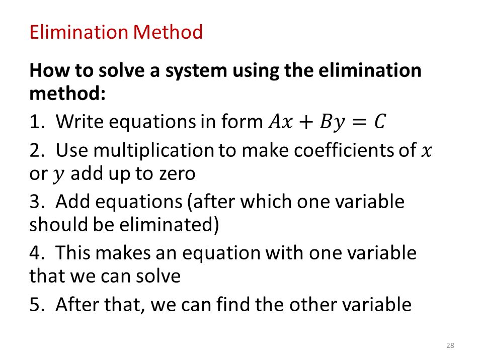 28 Elimination Method