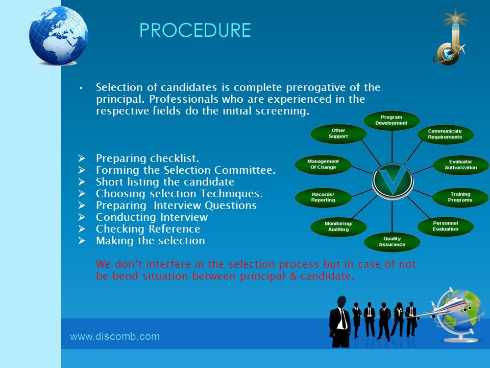 PROCEDURE Selection of candidates is complete prerogative of the principal.