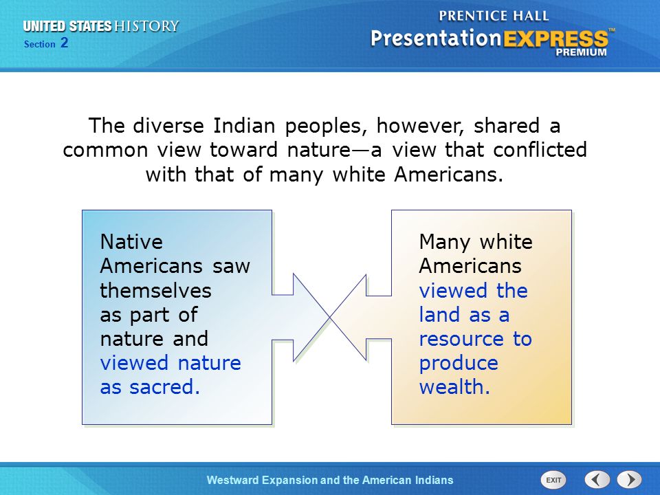 Chapter 25 Section 1 The Cold War BeginsWestward Expansion and the American Indians Section 2 The diverse Indian peoples, however, shared a common view toward nature—a view that conflicted with that of many white Americans.
