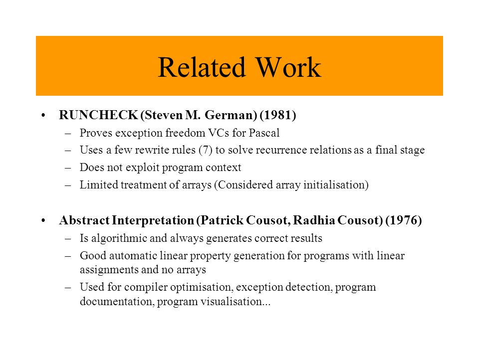 Related Work RUNCHECK (Steven M.