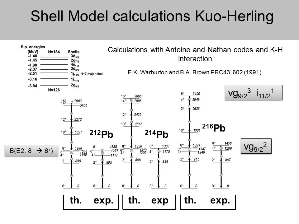 expth.exp. Calculations with Antoine and Nathan codes and K-H interaction E.K.