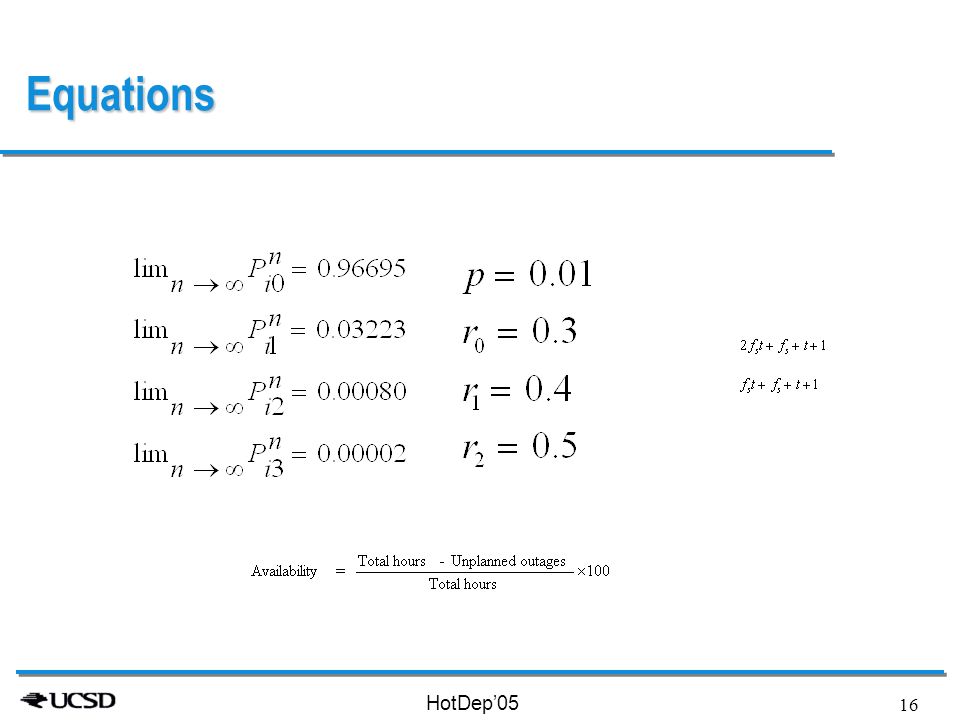 HotDep’05 16 Equations