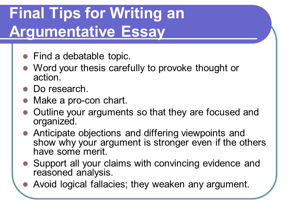 ideas to write an argumentative essay on
