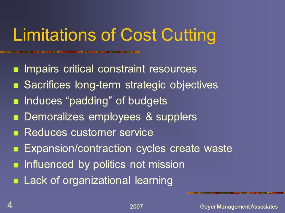 Stages In Cost Reduction Dennis Geyer Geyer Management Associates Tel C Copyright Ppt Download
