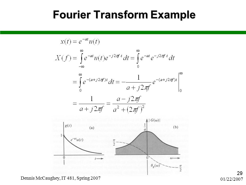 01/22/2007 Dennis McCaughey, IT 481, Spring Fourier Transform Example