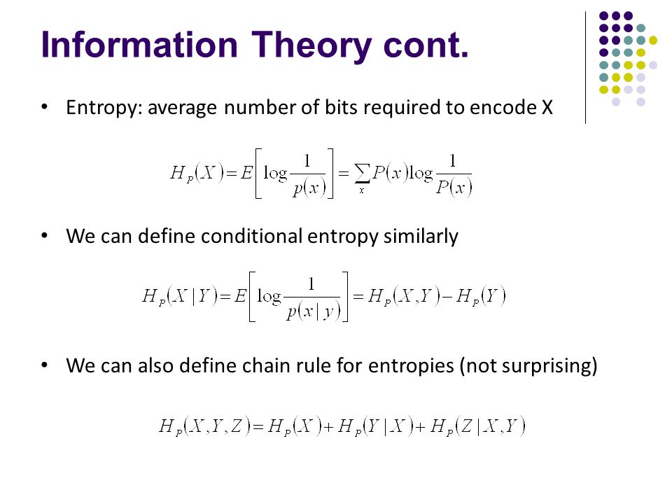 Information Theory cont.