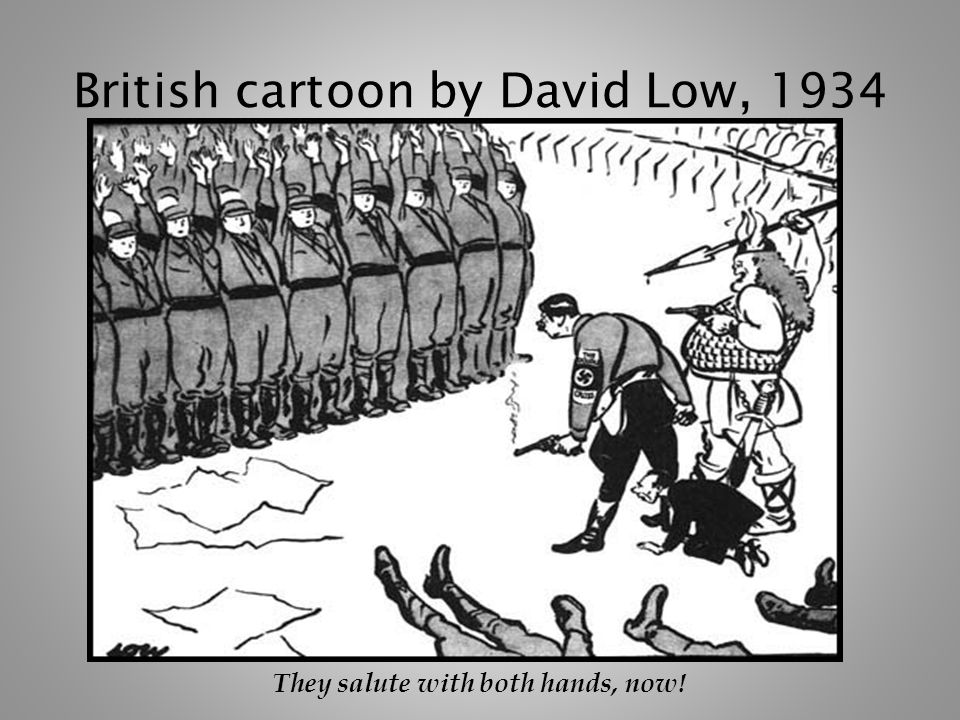 British cartoon by David Low, 1934 They salute with both hands, now!