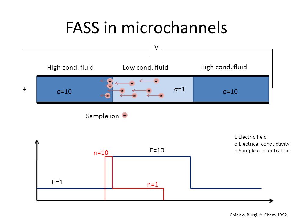 FASS in microchannels V + Chien & Burgi, A. Chem 1992 Low cond.
