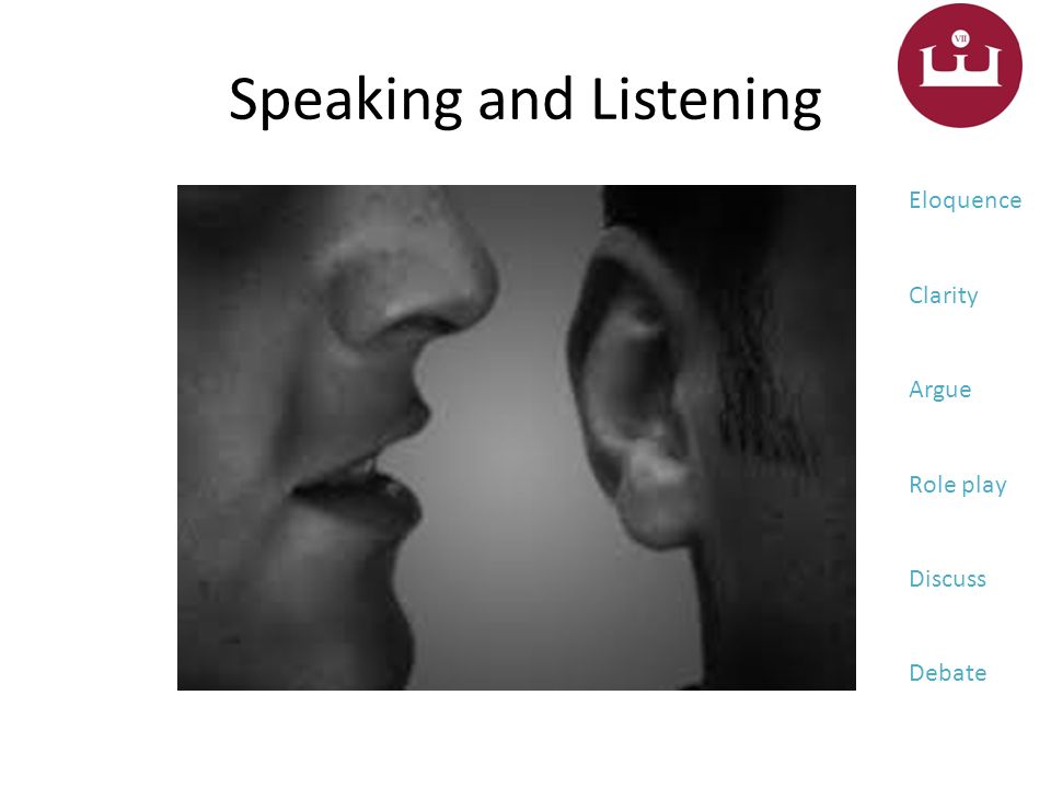 Speaking and Listening Eloquence Clarity Argue Role play Discuss Debate