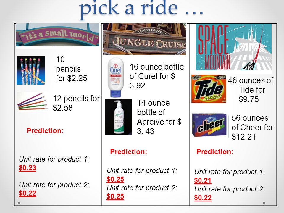 pick a ride … 10 pencils for $ pencils for $ ounce bottle of Curel for $ ounce bottle of Apreive for $ 3.