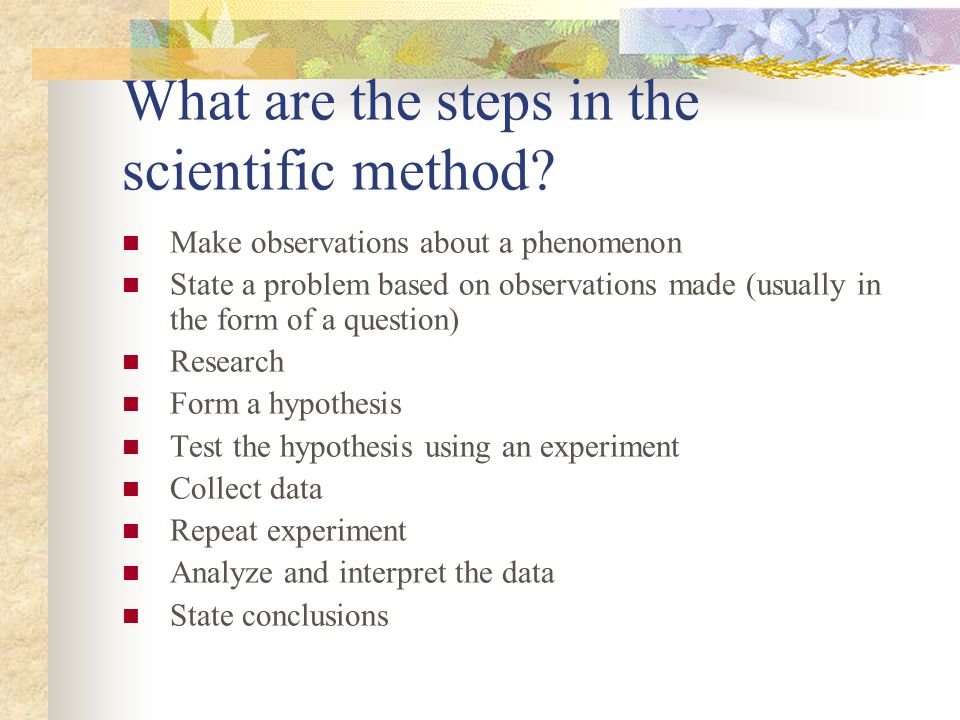 What are the steps in the scientific method.