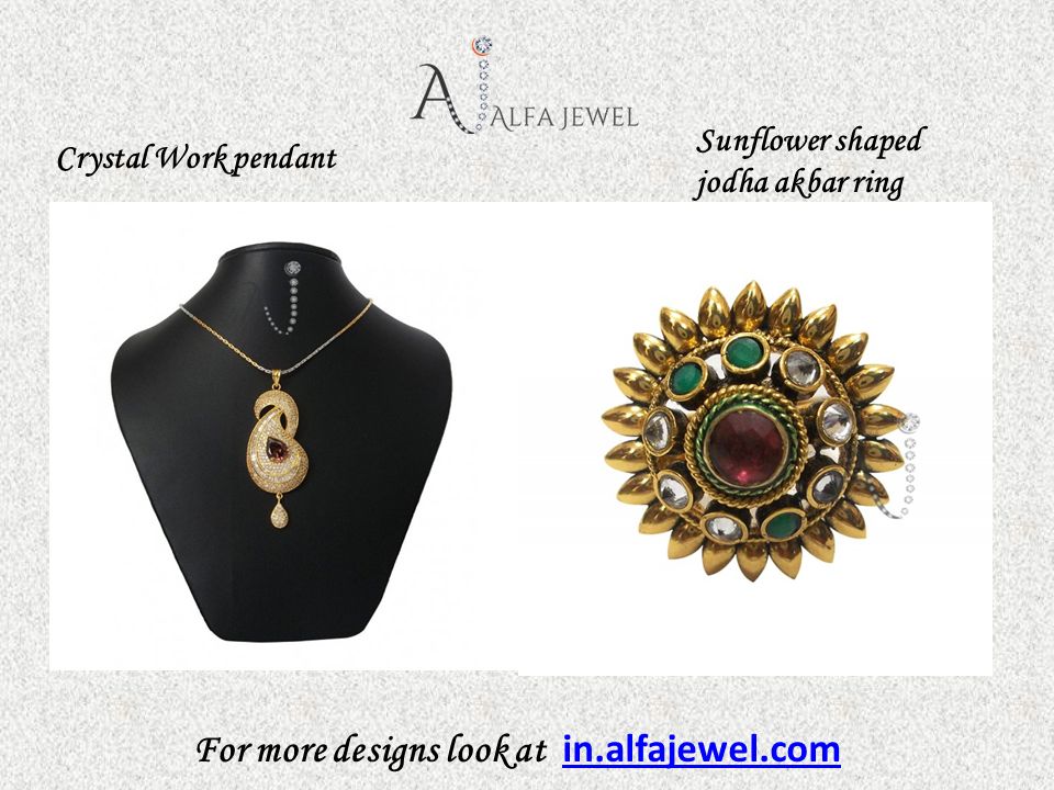 For more designs look at in.alfajewel.com in.alfajewel.com Crystal Work pendant Sunflower shaped jodha akbar ring