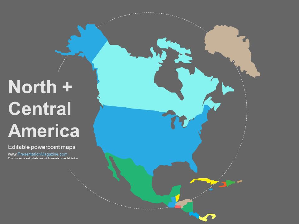 Individual countries. North American time Zones. POWERPOINT Map. POWERPOINT шаблоны Северная Америка. Editable Maps of the ppt.