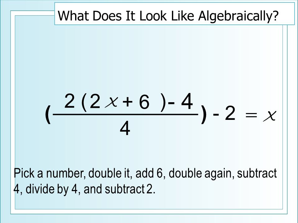What Does It Look Like Algebraically.