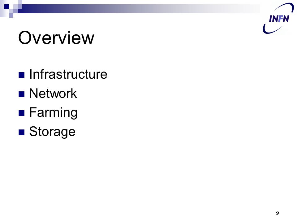 Overview Infrastructure Network Farming Storage 2