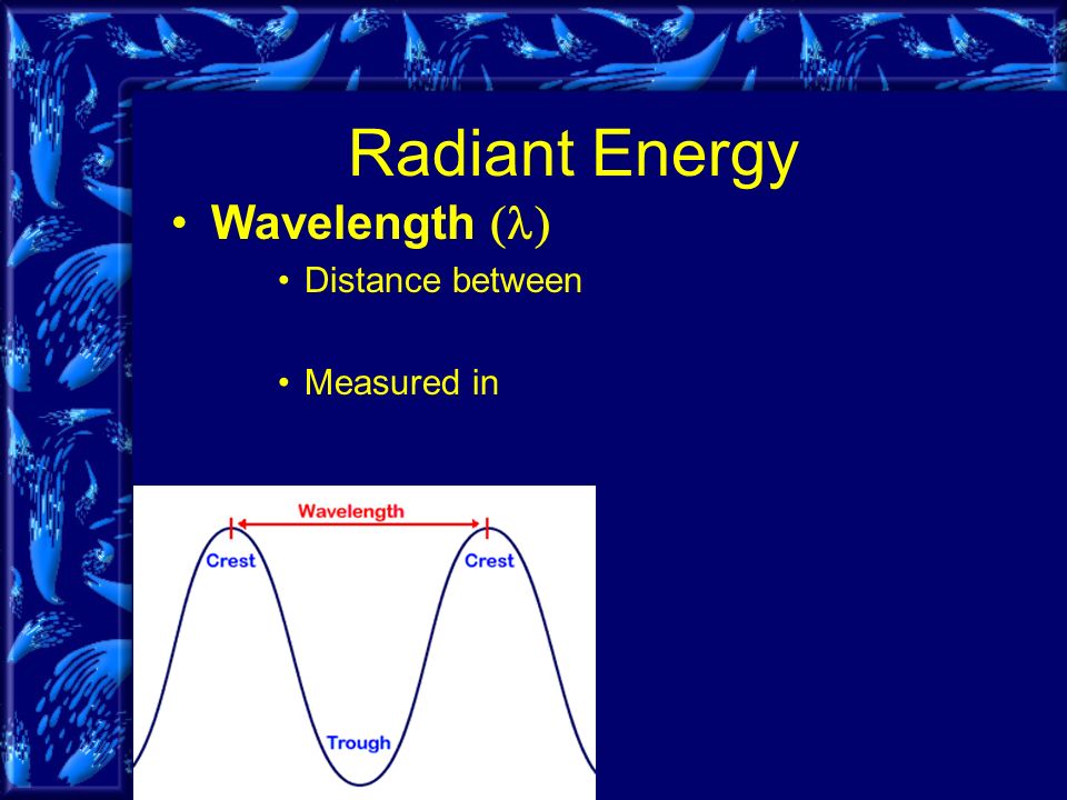 Radiant Energy Wavelength  Distance between Measured in