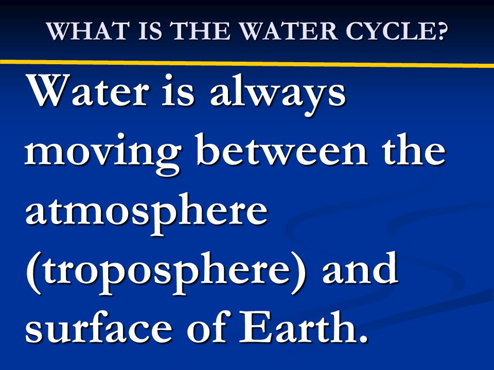 WHAT IS THE WATER CYCLE.