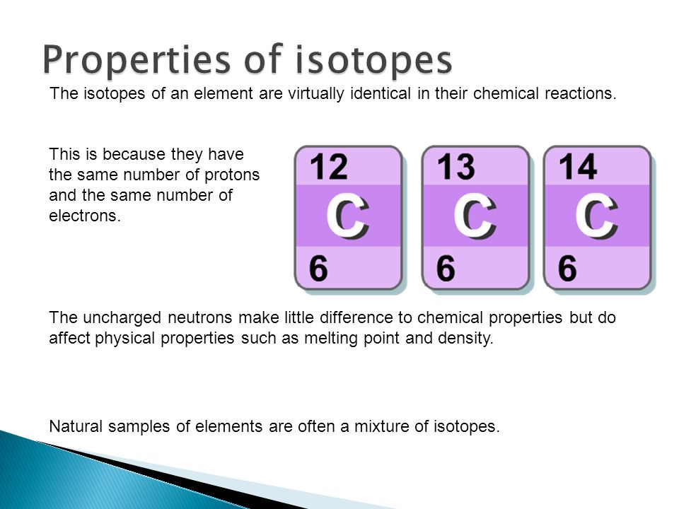 The isotopes of an element are virtually identical in their chemical reactions.