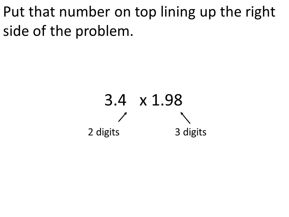 Put that number on top lining up the right side of the problem x digits3 digits