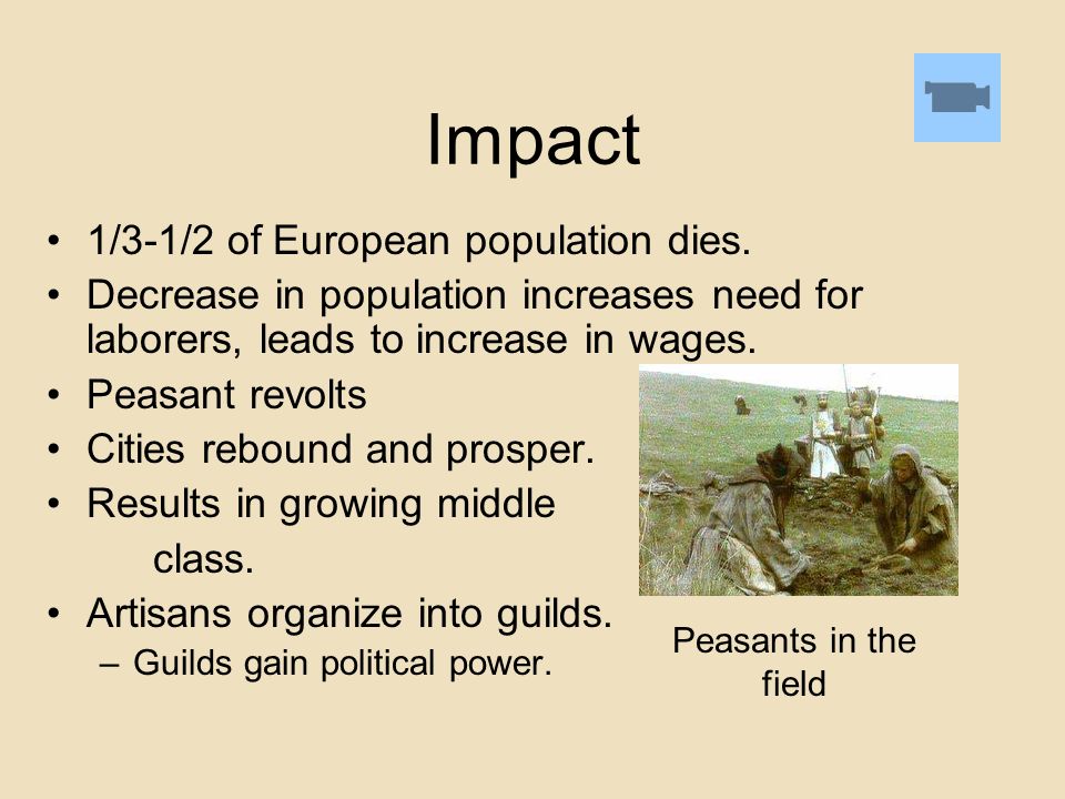Impact 1/3-1/2 of European population dies.