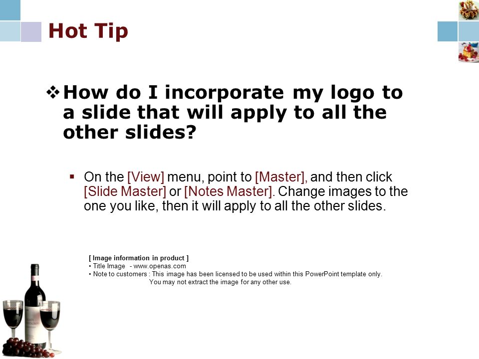 Hot Tip [ Image information in product ] Title Image -   Note to customers : This image has been licensed to be used within this PowerPoint template only.