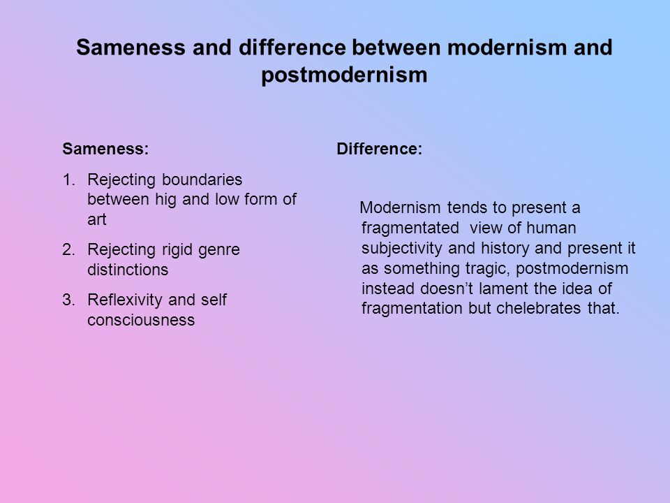 similarities between modernism and postmodernism
