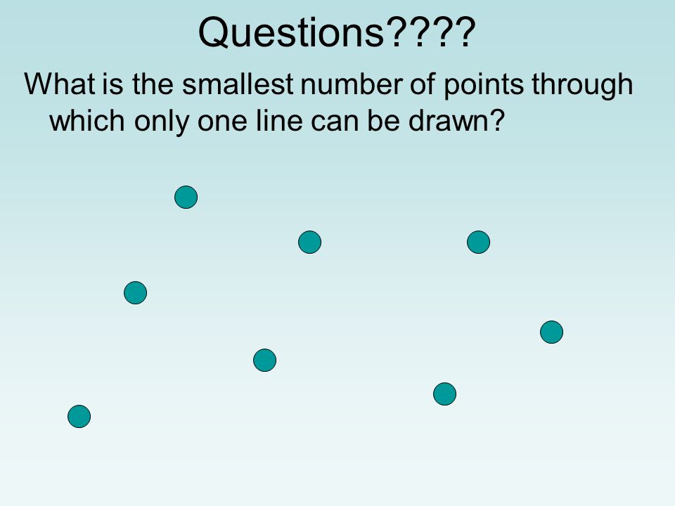 Questions What is the smallest number of points through which only one line can be drawn