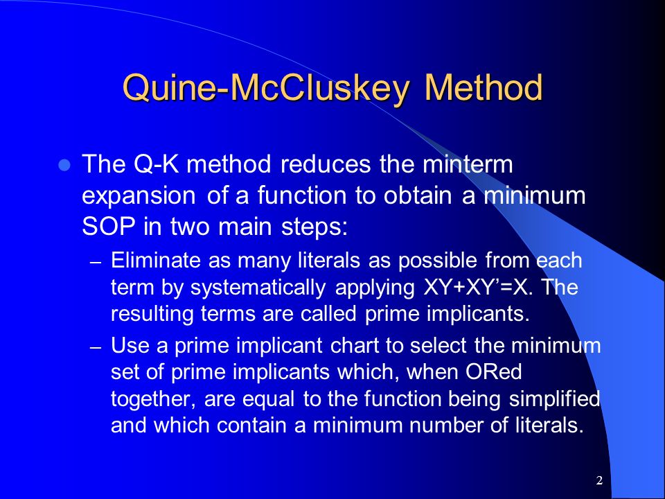 Chapter 6 Quine-McCluskey Method Mei Yang ECG Logic Design Ppt Download