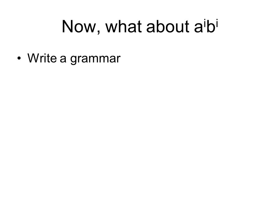 Now, what about a i b i Write a grammar