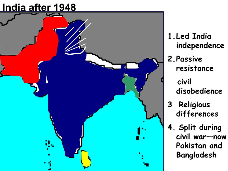 India after Led India independence 2.Passive resistance civil disobedience 3.