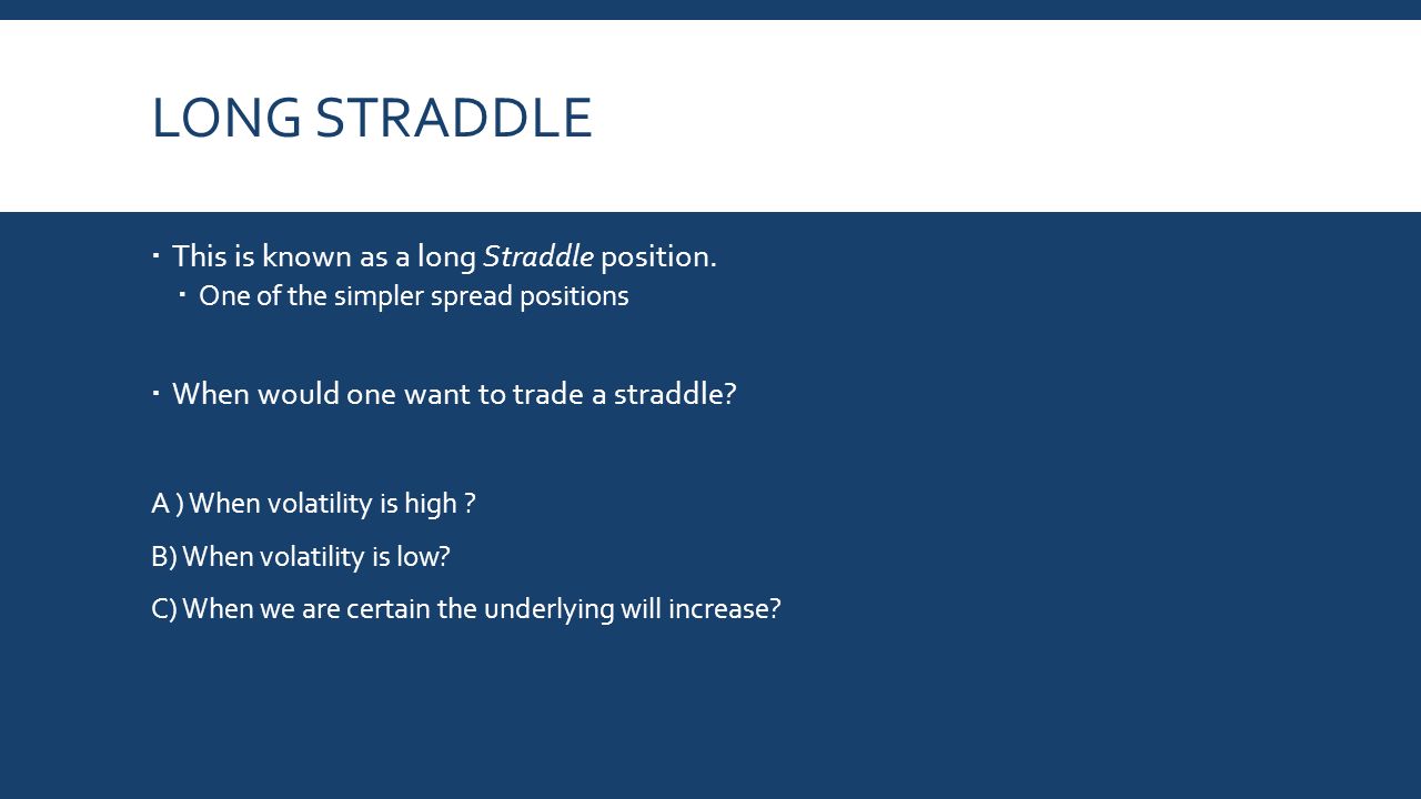 LONG STRADDLE  This is known as a long Straddle position.