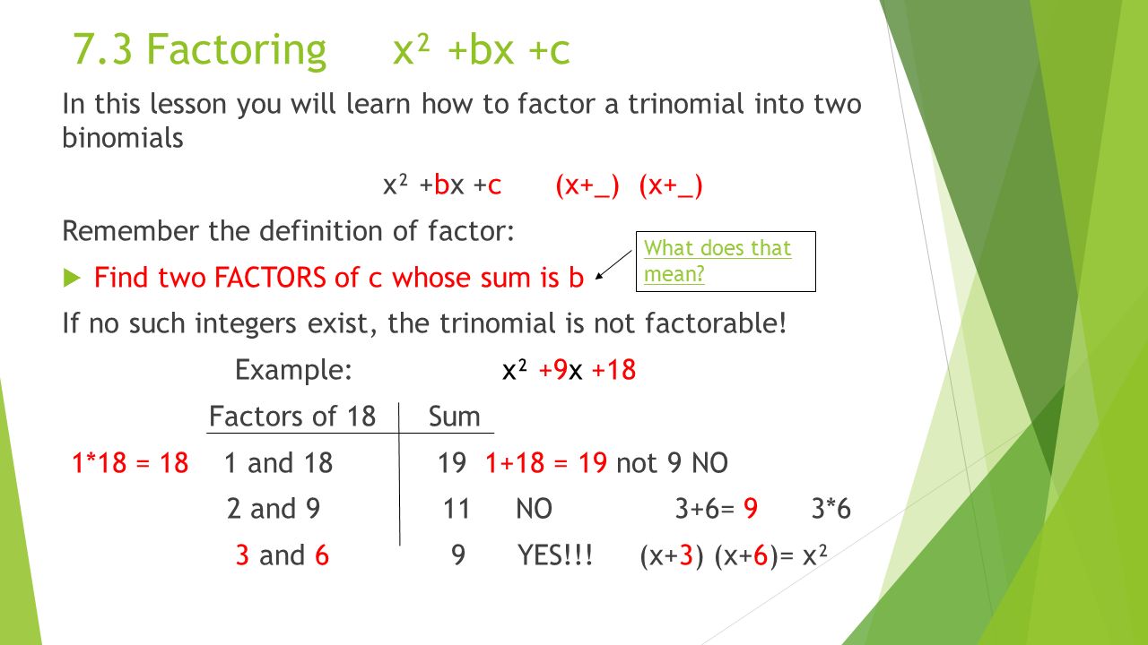 Chapter 22 Factoring Methods Ms. Fisher. 22.22 Factoring x² +bx +c Pertaining To Factoring X2 Bx C Worksheet