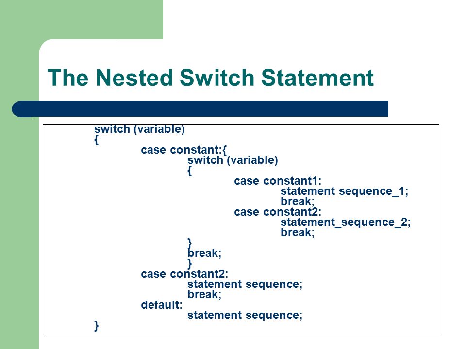 Case java. Nested. Nested conditional Statements.