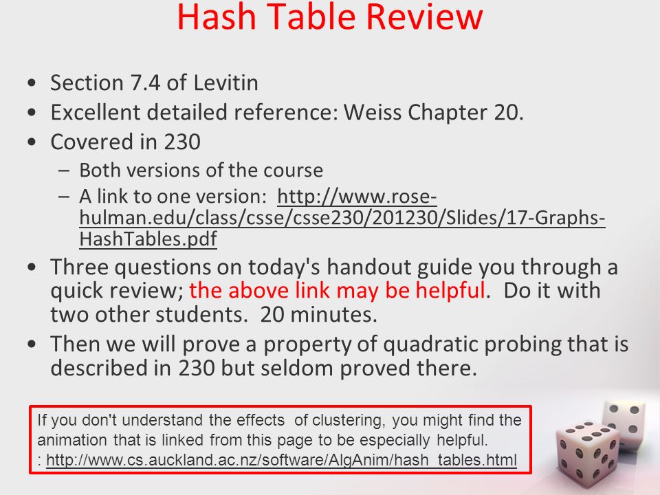 MA/CSSE 473 Day 23 Student questions Space-time tradeoffs Hash tables  review String search algorithms intro. - ppt download