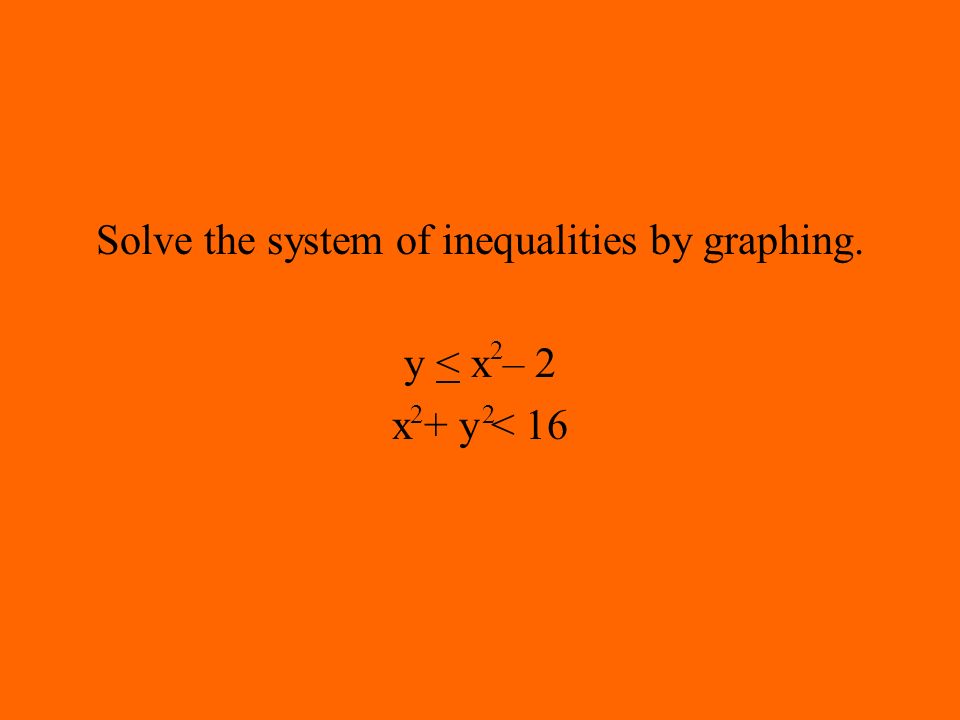 Solve the system of inequalities by graphing. y < x – 2 x + y <