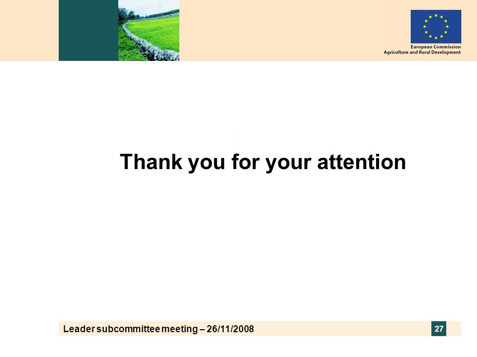 Leader subcommittee meeting – 26/11/ Thank you for your attention