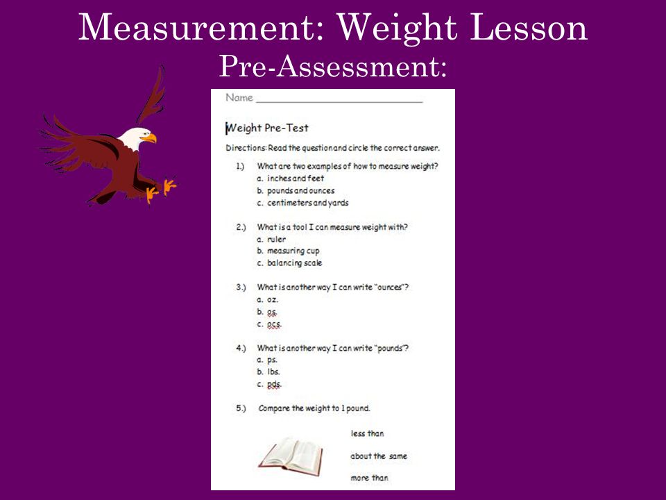 Measurement: Weight Lesson Pre-Assessment:
