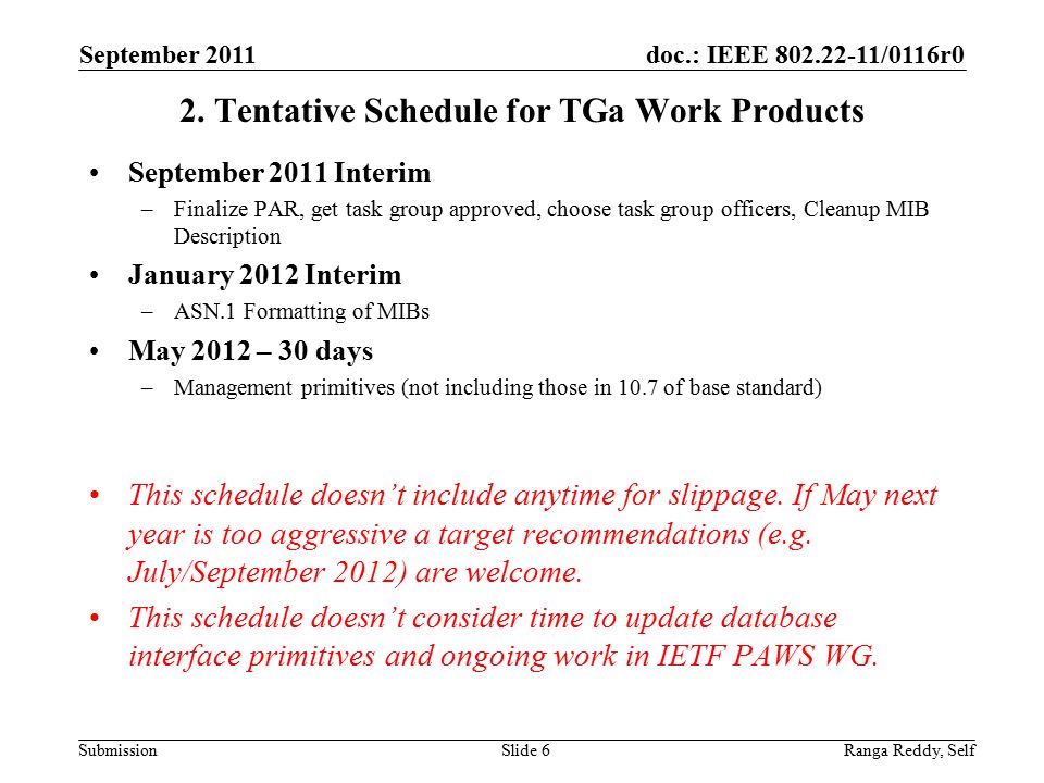 Doc. IEEE /0116r0 Submission September 2011 Ranga Reddy, SelfSlide 1