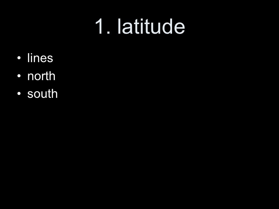 1. latitude lines north south
