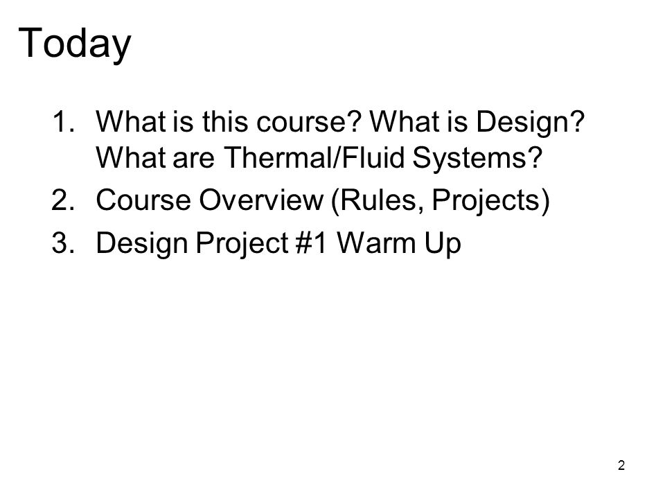 1/13 MER Design Of Thermal Fluid Systems Professor Anderson Union ...