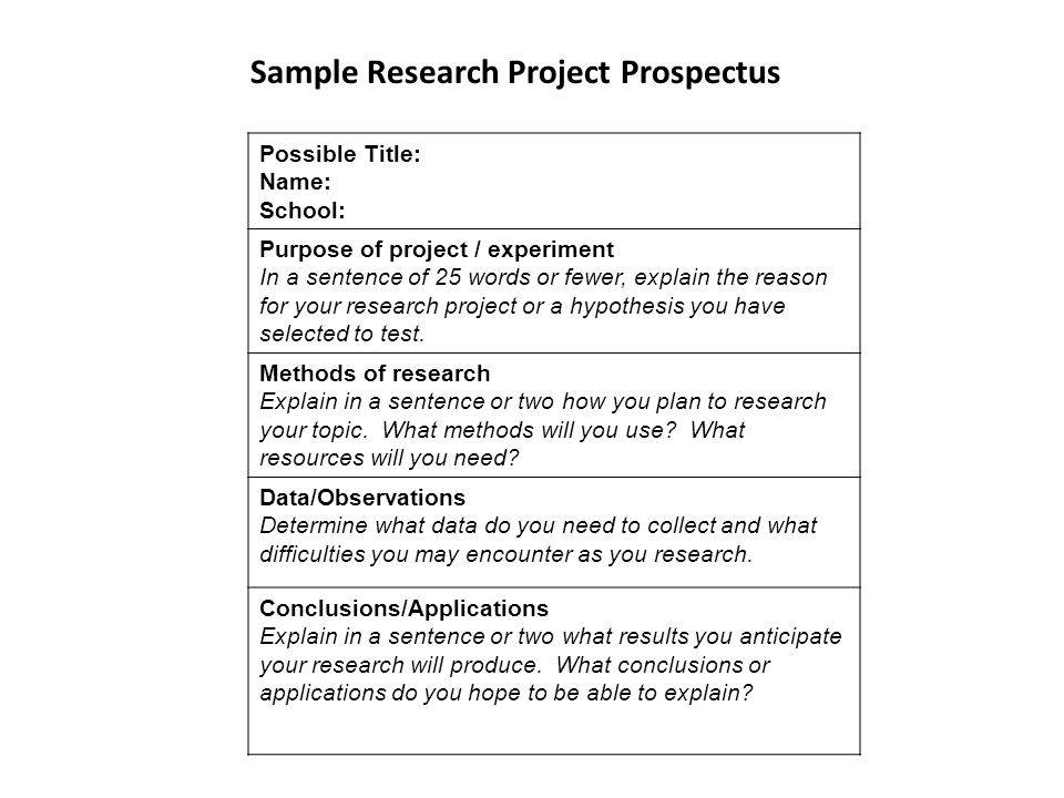 developing a research proposal