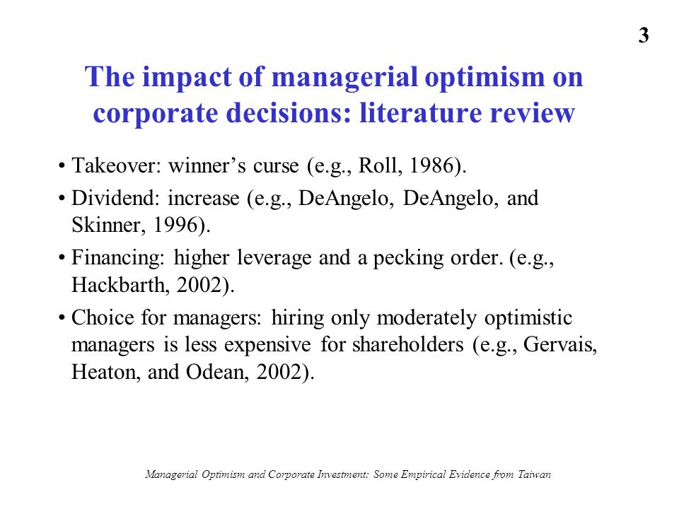corporate finance literature review