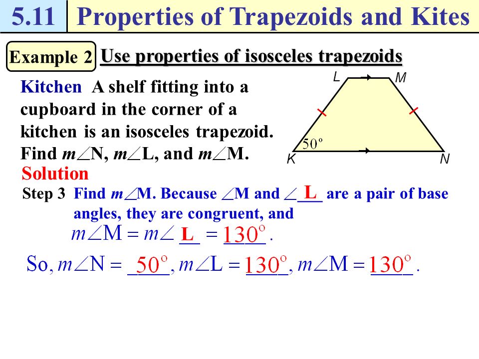 5 11properties Of Trapezoids And Kites Example 1 Use A