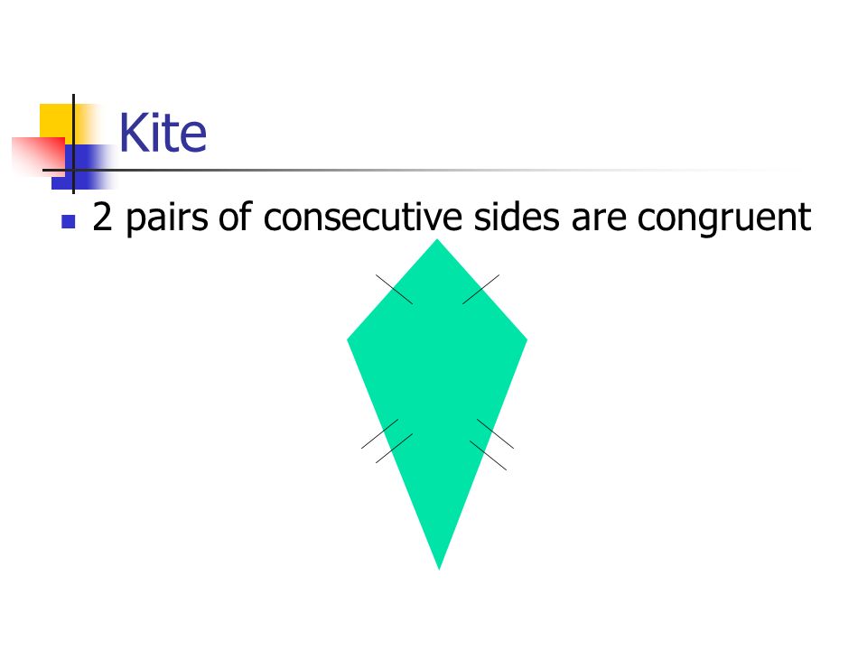 2 pairs of consecutive sides are congruent Kite